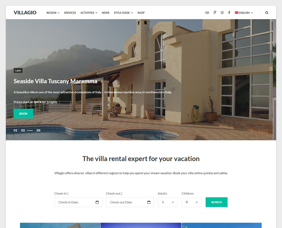 vacation rental wordpress theme