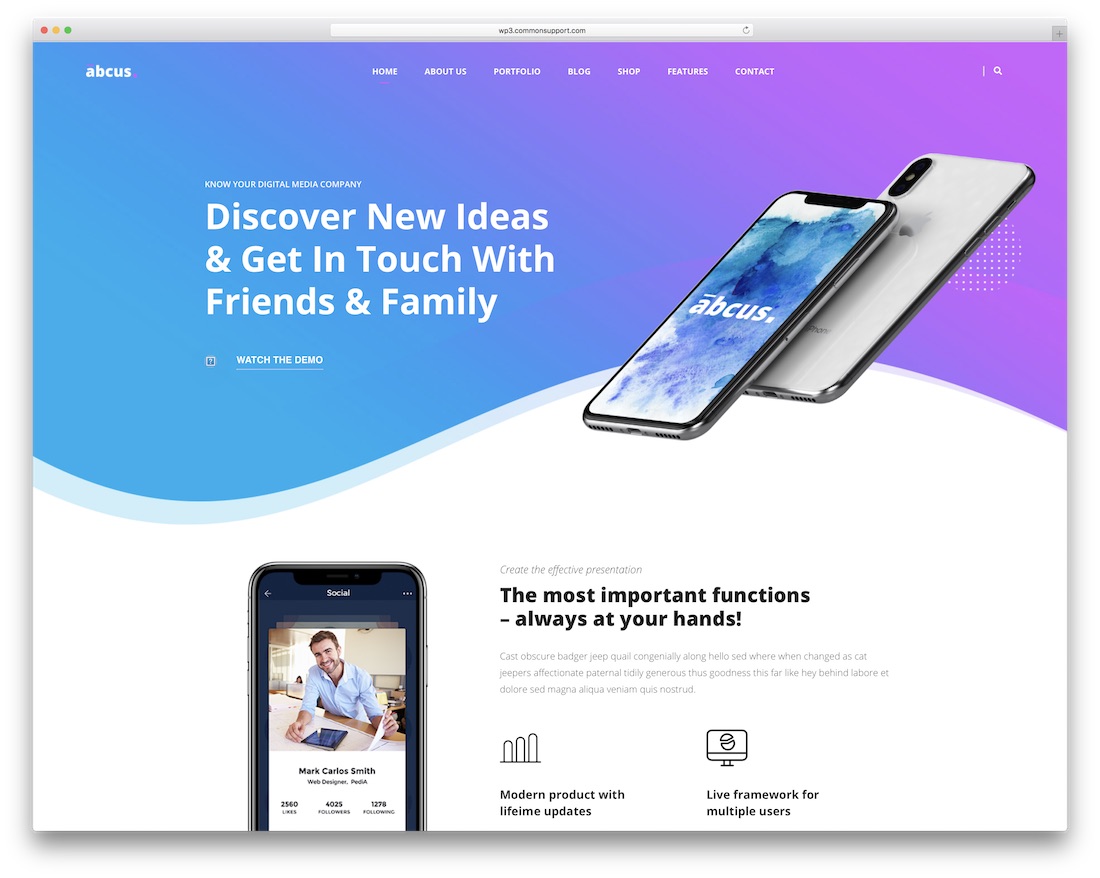 abcus app showcase wordpress theme