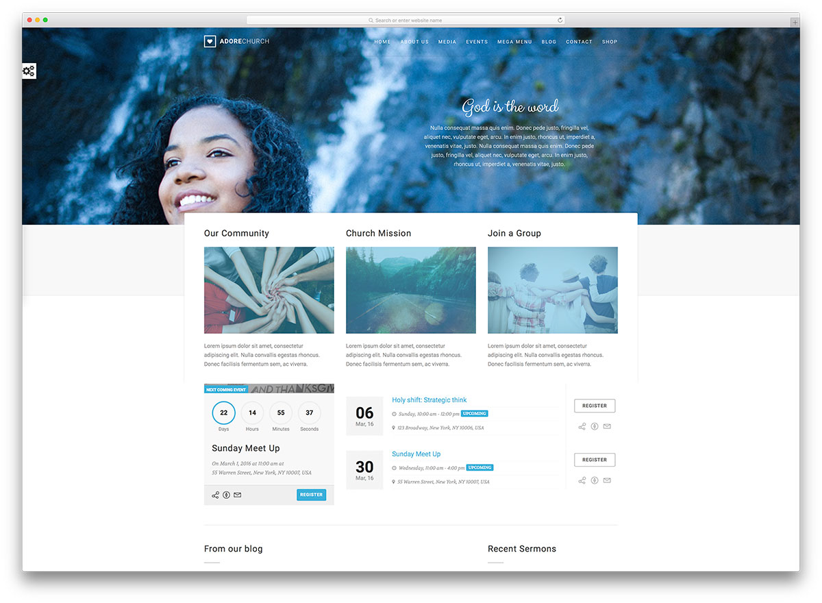 adore minimal church website template