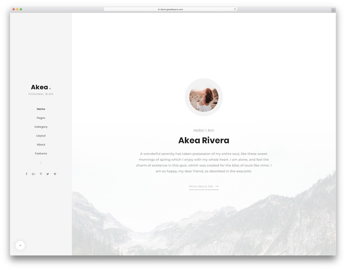 akea best personal blog wordpress theme