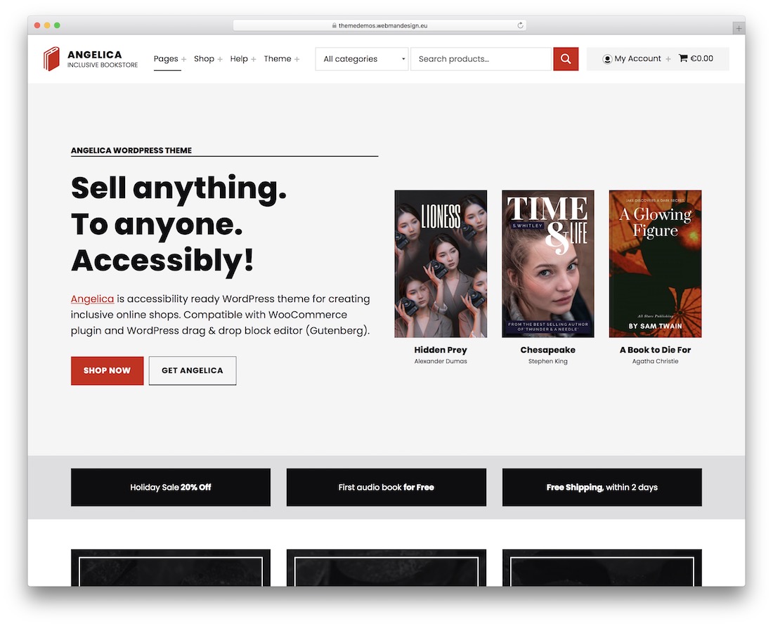 angelica wordpress bookstore theme