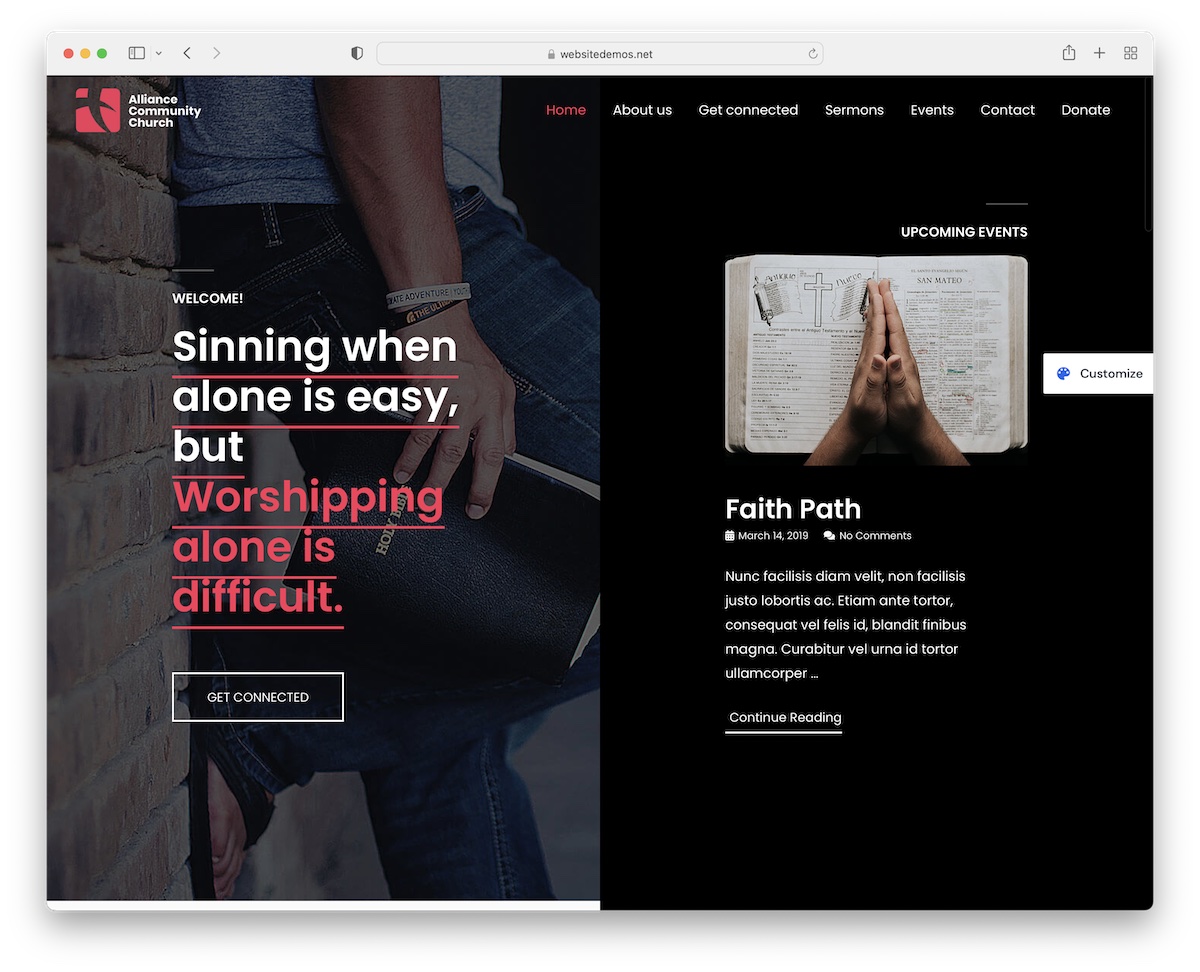 astra church wordpress theme