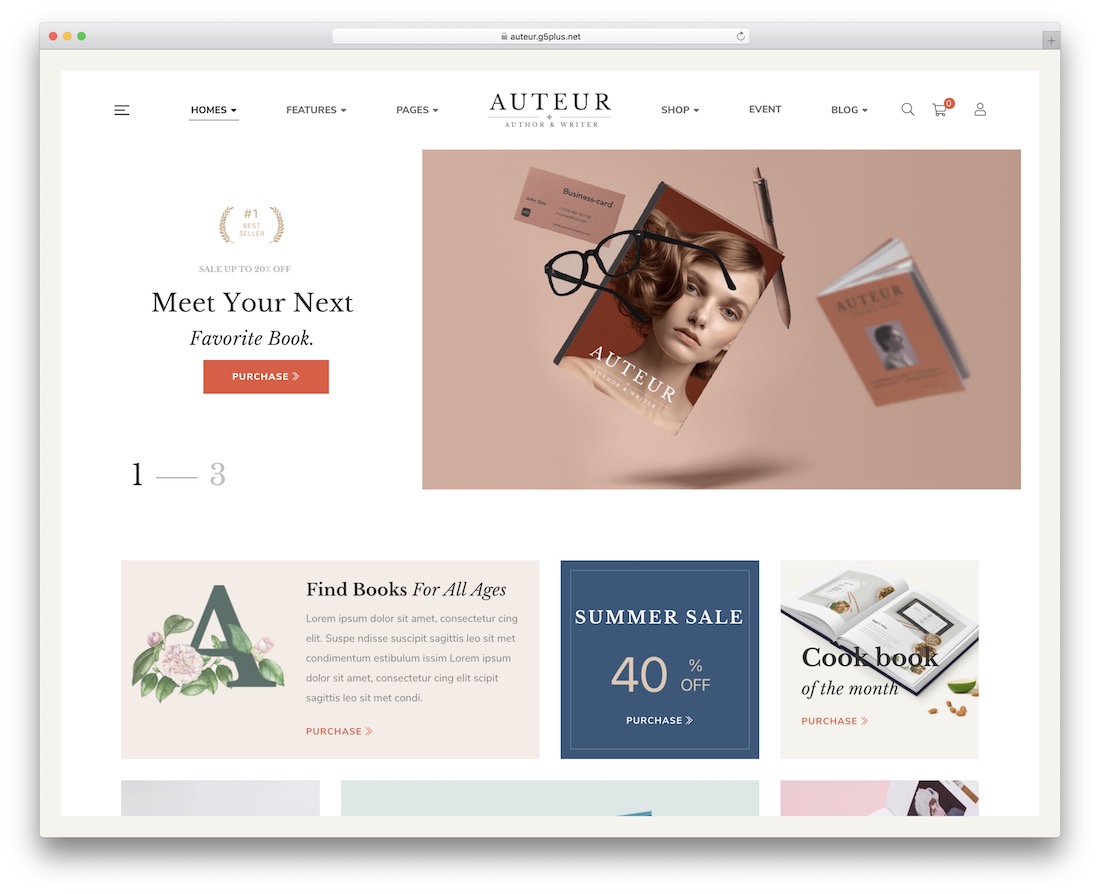 auteur wordpress bookstore theme