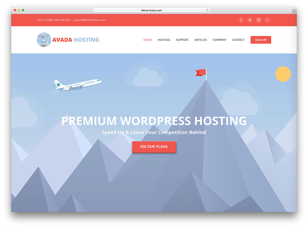 avada professional hosting theme