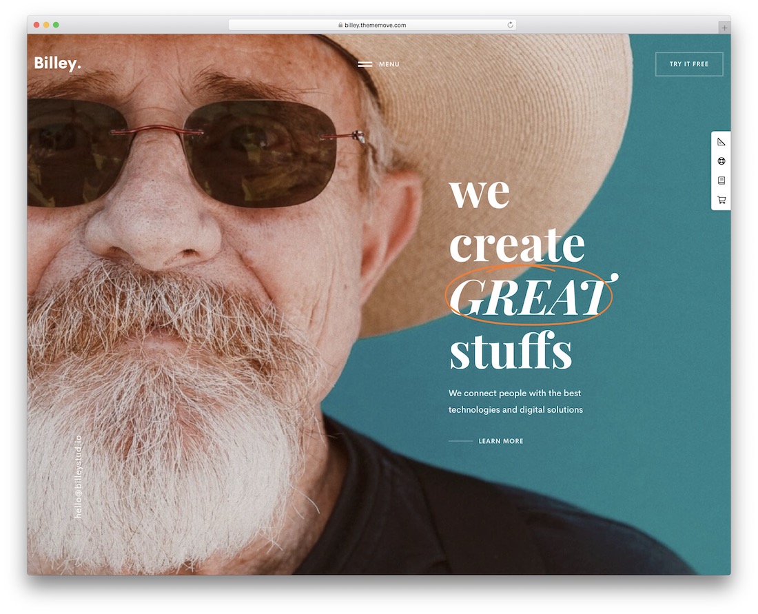 billey full-screen wordpress theme