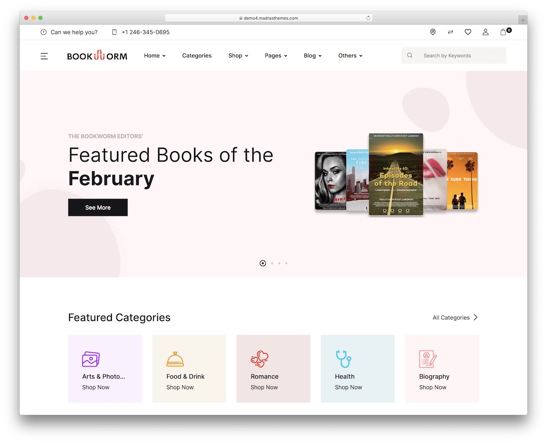 bookworm wordpress bookstore theme