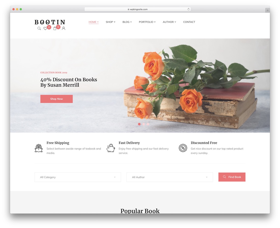 bootin wordpress theme for bookstores libraries