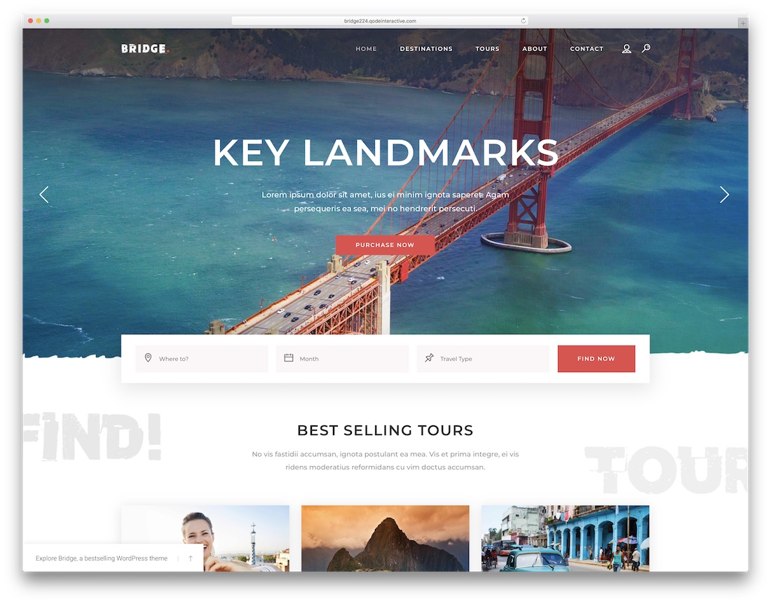 bridge best wordpress travel theme