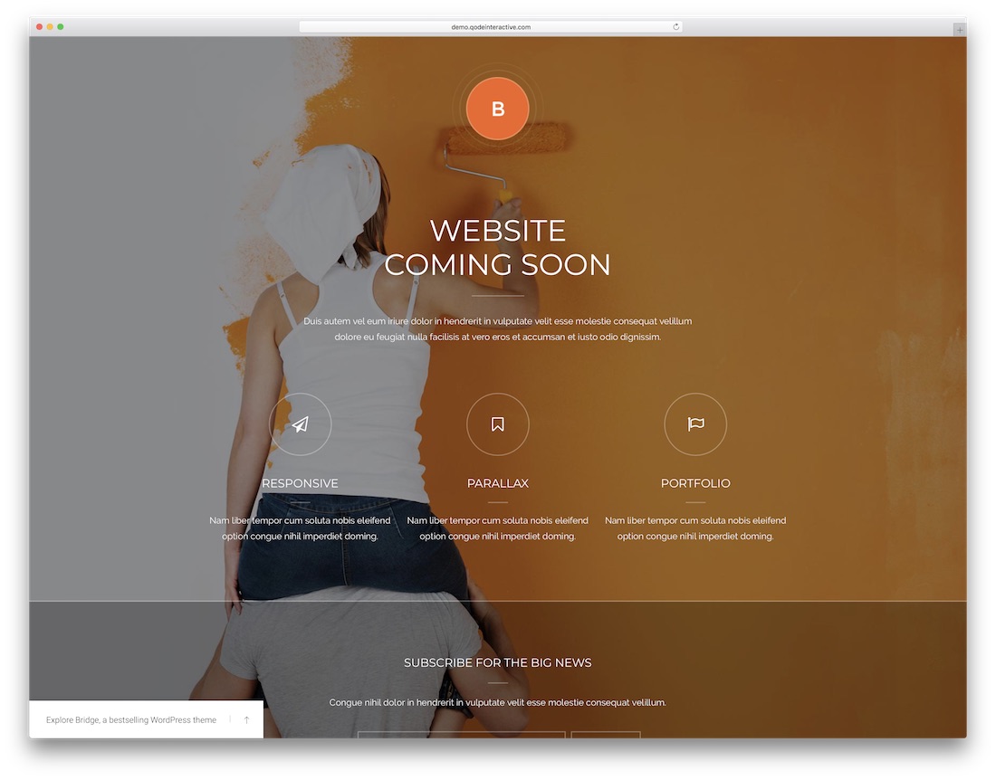 bridge coming soon wordpress theme