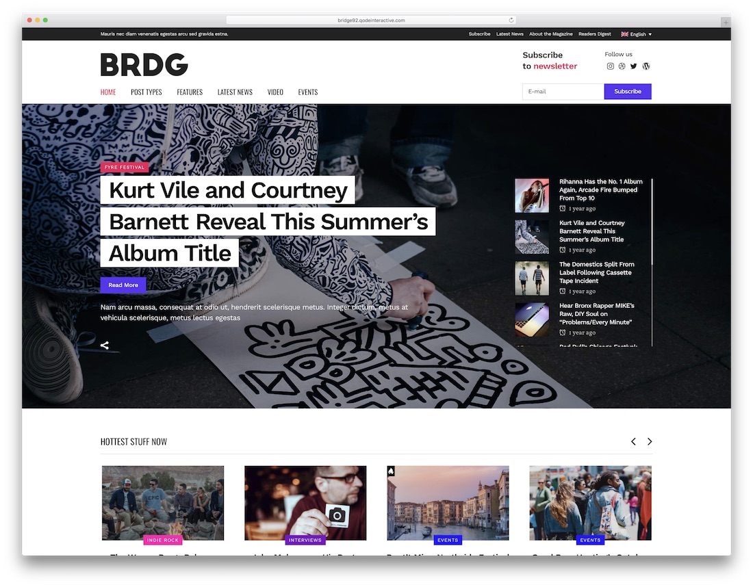 bridge music wordpress theme