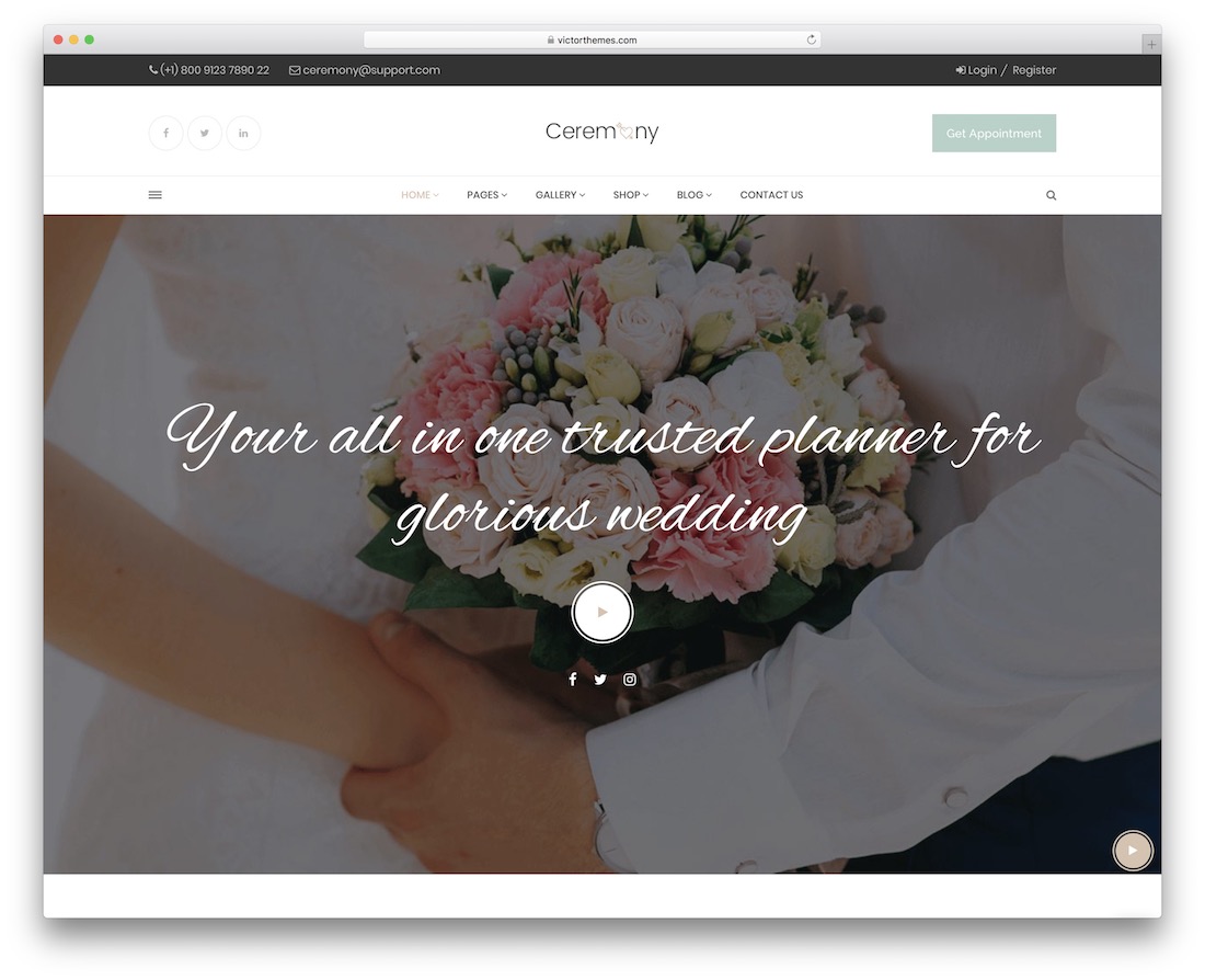 ceremony event planner wordpress theme