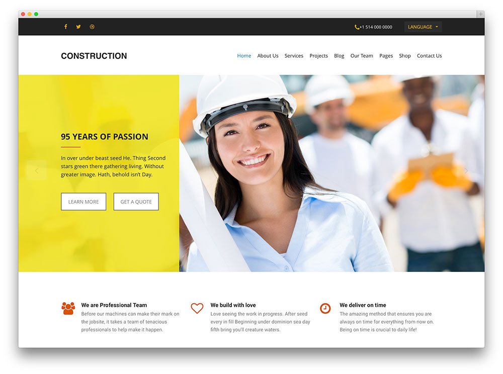 construction simple wordpress theme