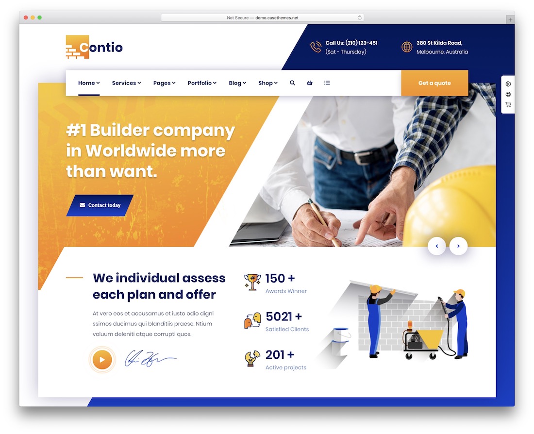 contio construction company wordpress theme