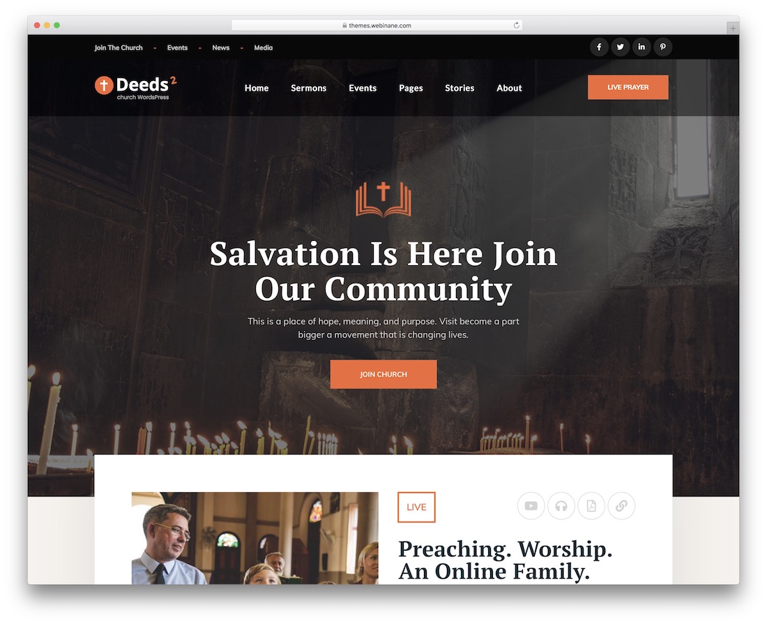 deeds2 church wordpress theme