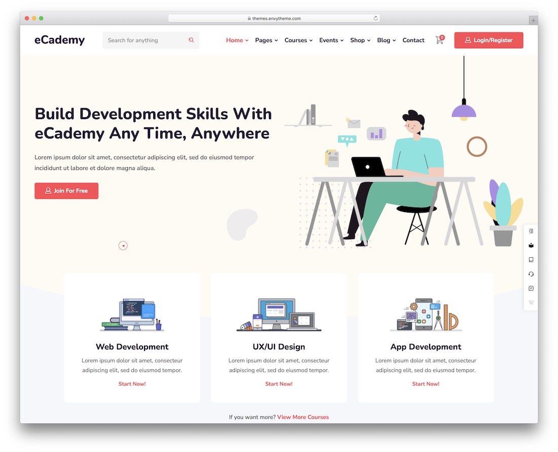 ecademy education wordpress theme