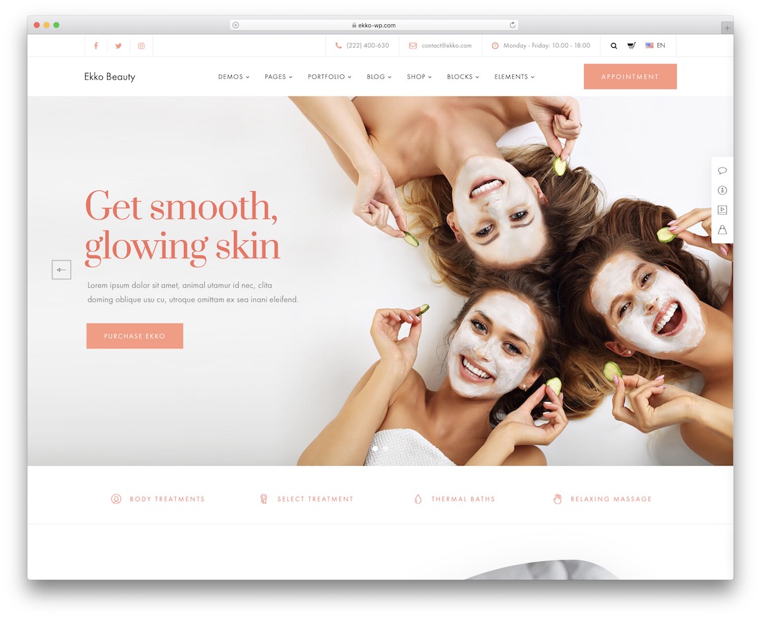 ekko spa salon wordpress theme