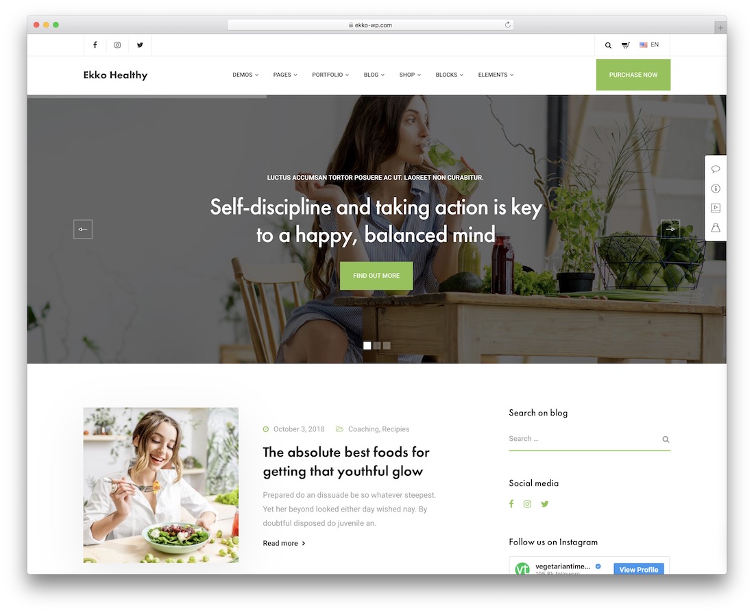 ekko wordpress food blog theme