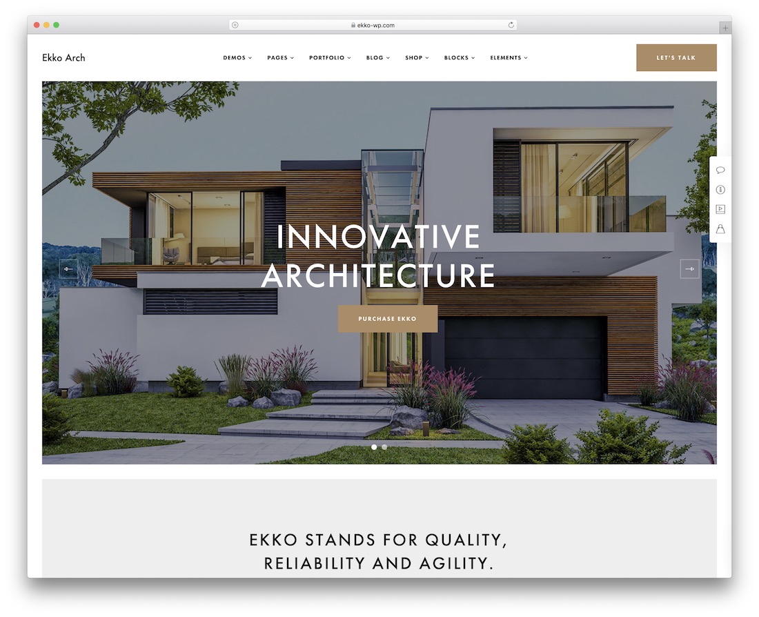 ekko wordpress theme for architects