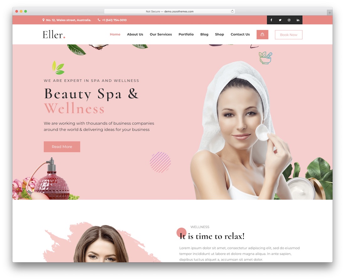 eller best spa salon wordpress theme