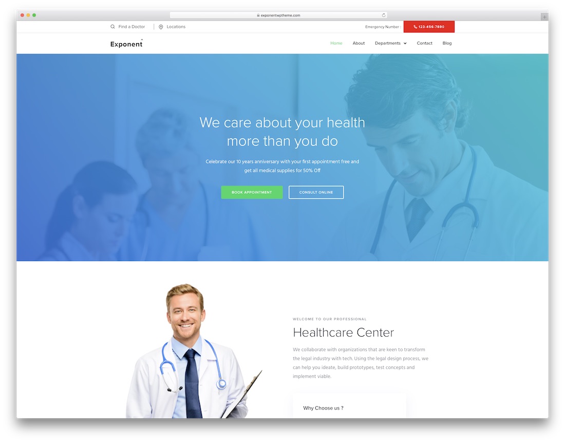 exponent health medical wordpress theme