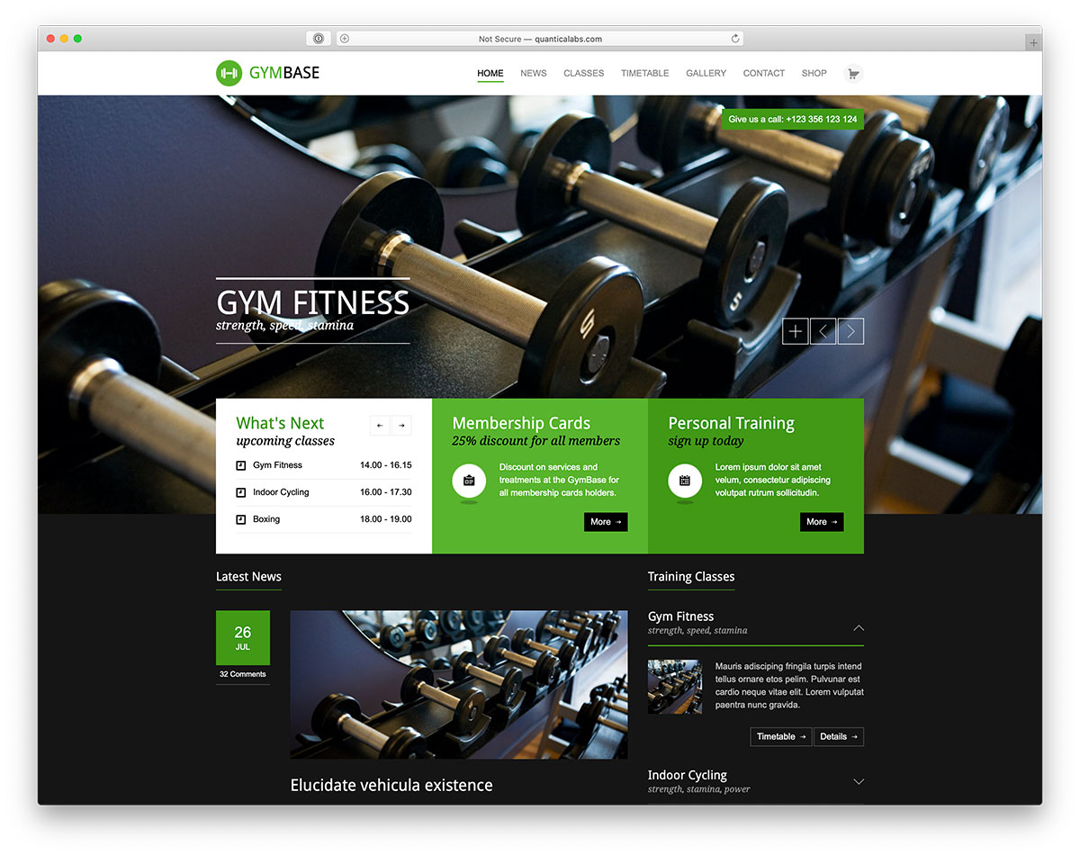 fitness WordPress theme