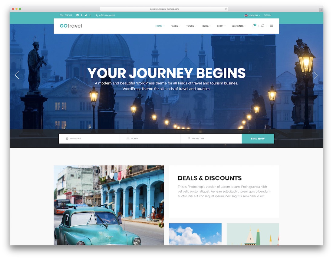 gotravel wordpress travel theme