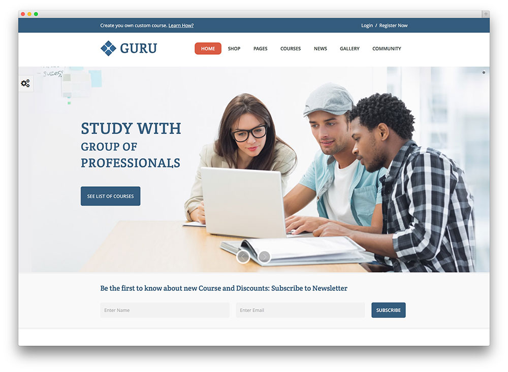 guru onlien course theme