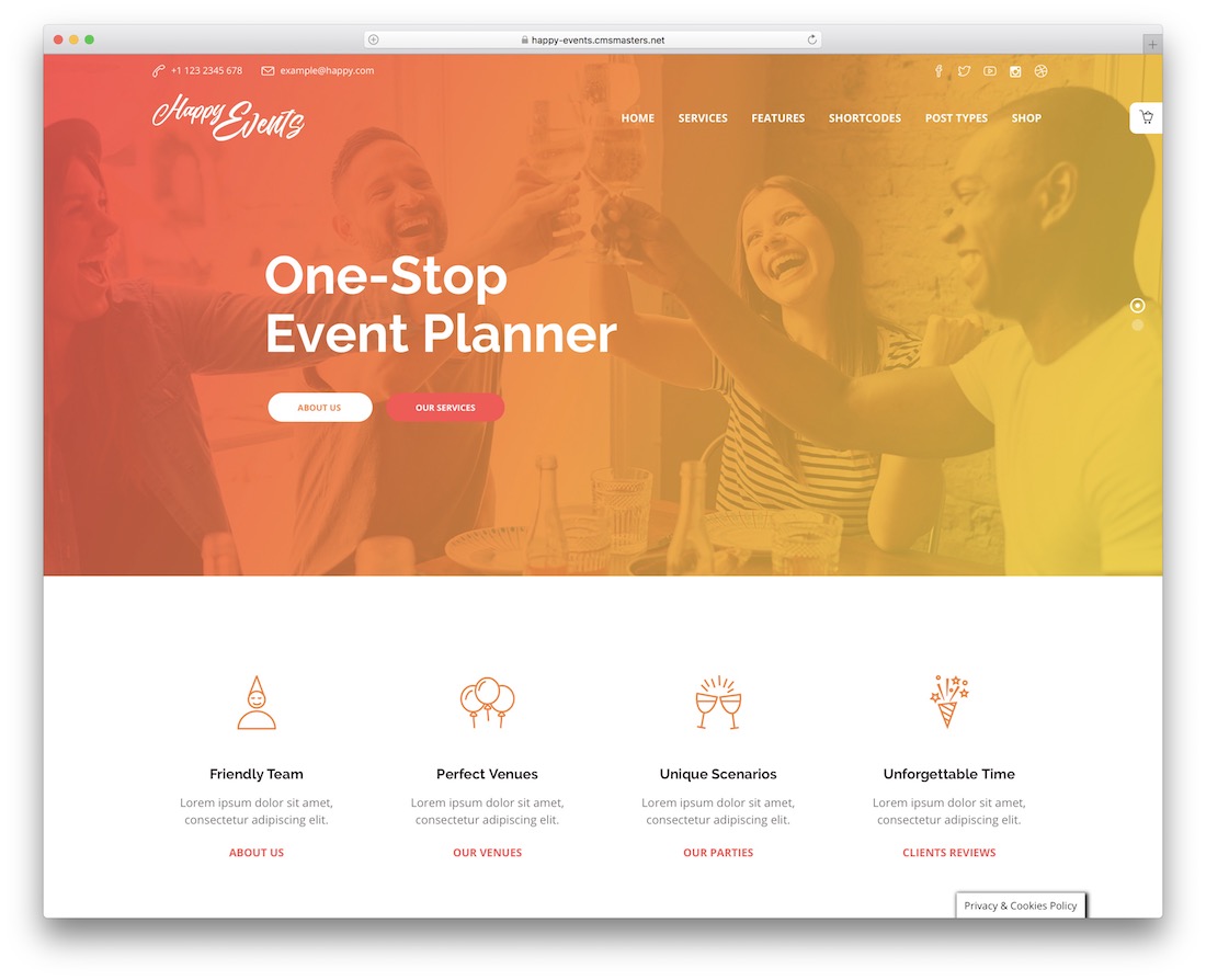 happy events event planner wordpress theme