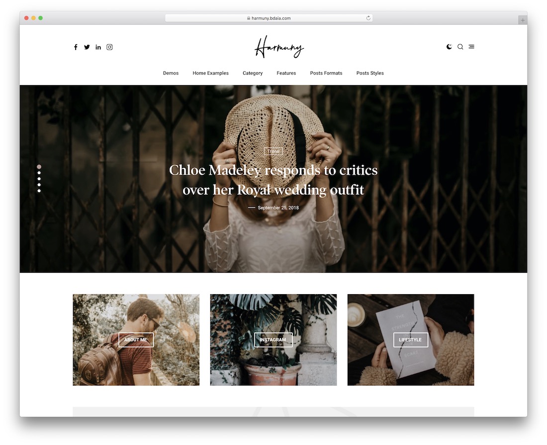 harmuny wordpress theme for writers