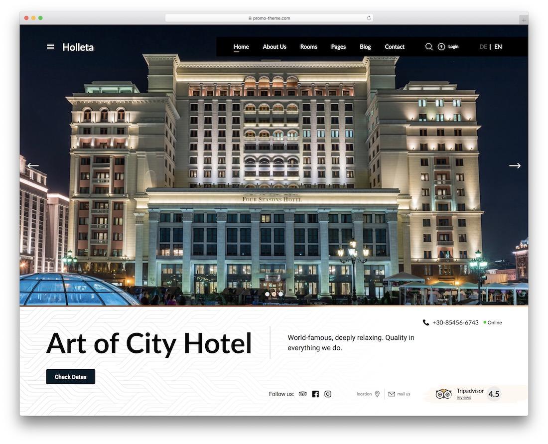 holleta hotel wordpress theme