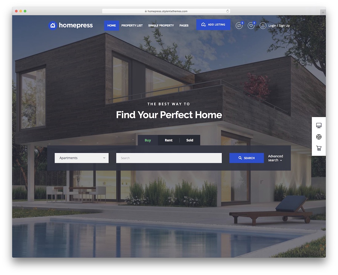 homepress real estate wordpress theme