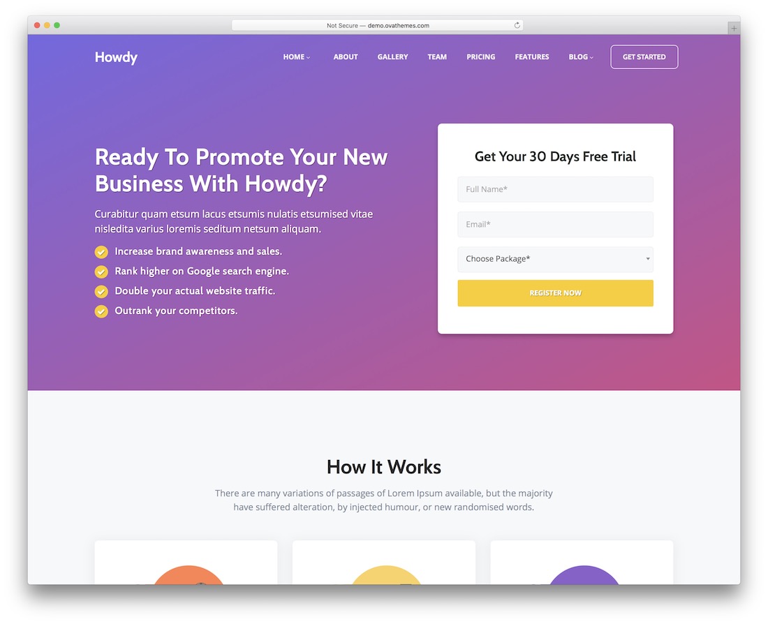 howdy lead generation wordpress theme