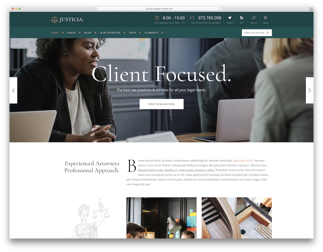 justicia lawyer wordpress theme