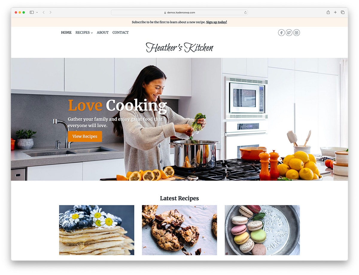 Kadence - simple food blog theme