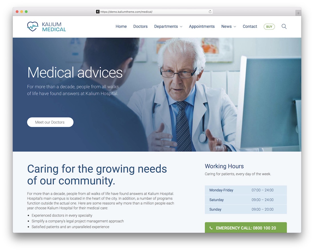 kalium health medical wordpress theme