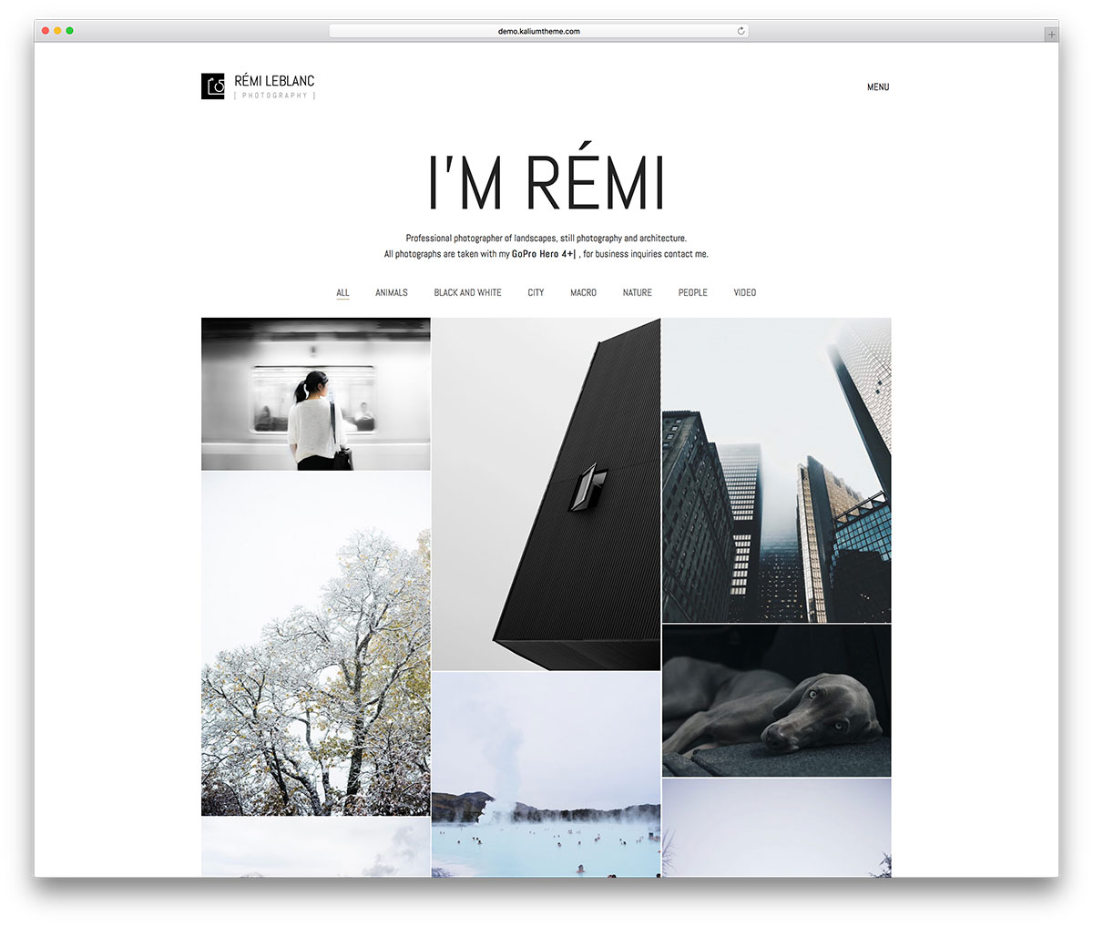 Unique portfolio photography theme