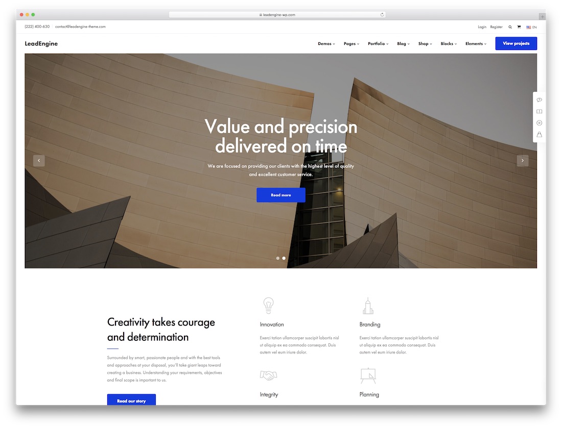 leadengine wordpress theme for architects