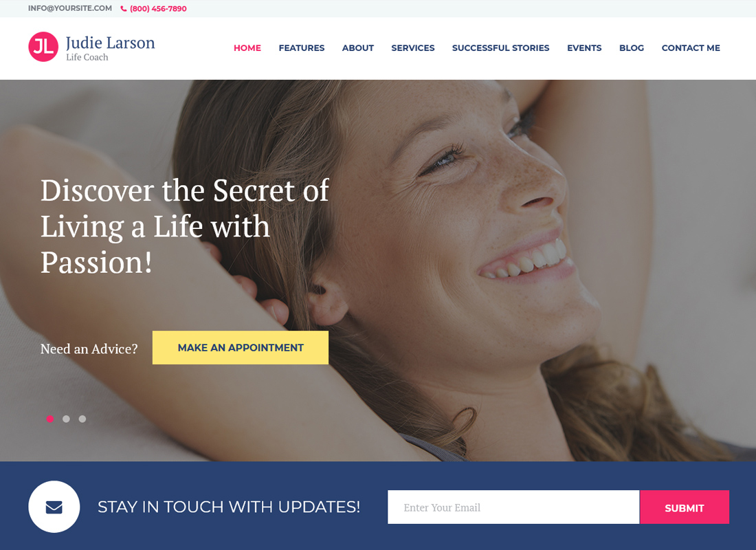 Judie Larson | Life Coach and Psychologist Personal WordPress Theme