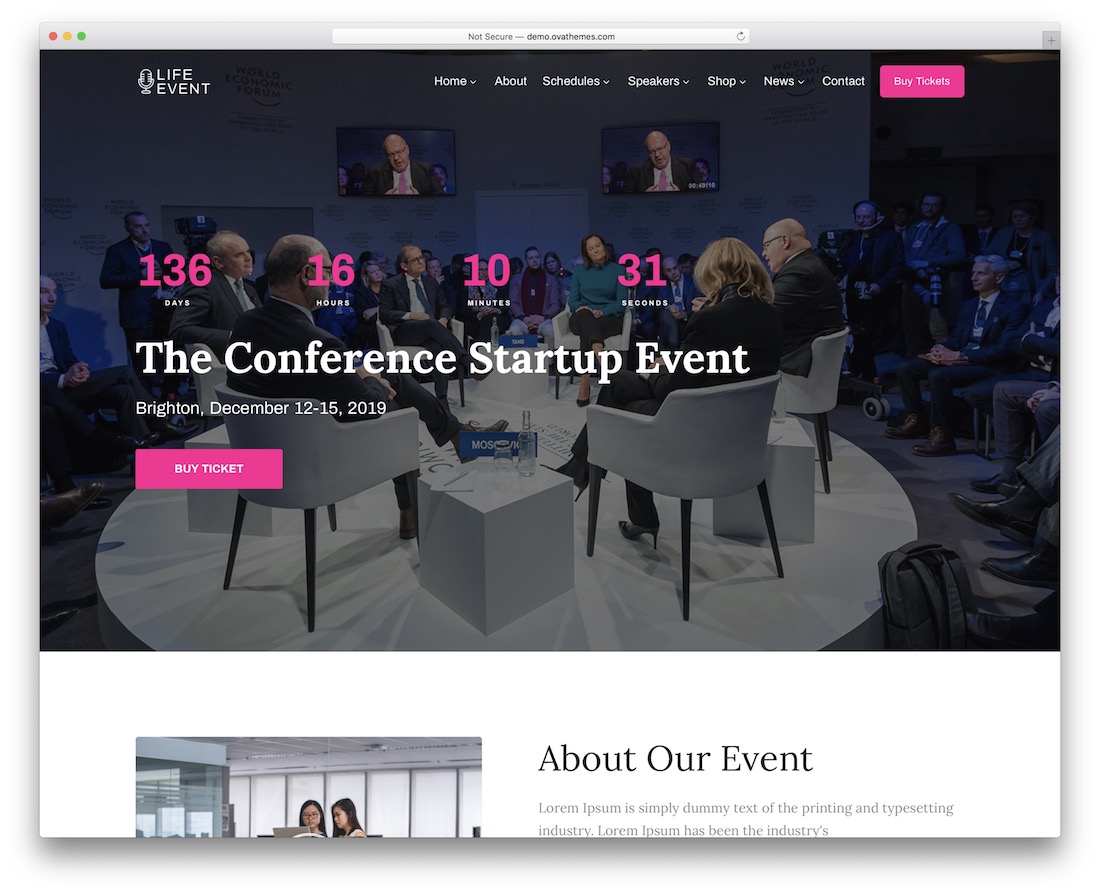 lifevent event planner wordpress theme