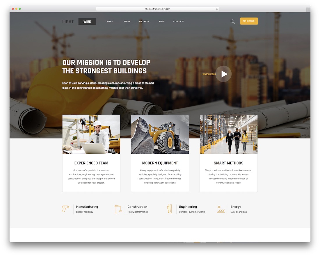 lightwire construction company wordpress theme