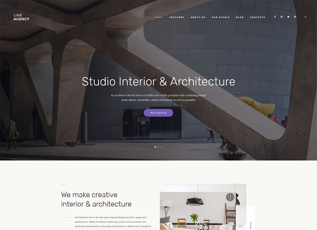 Line Agency - Interior Design & Architecture WordPress Theme