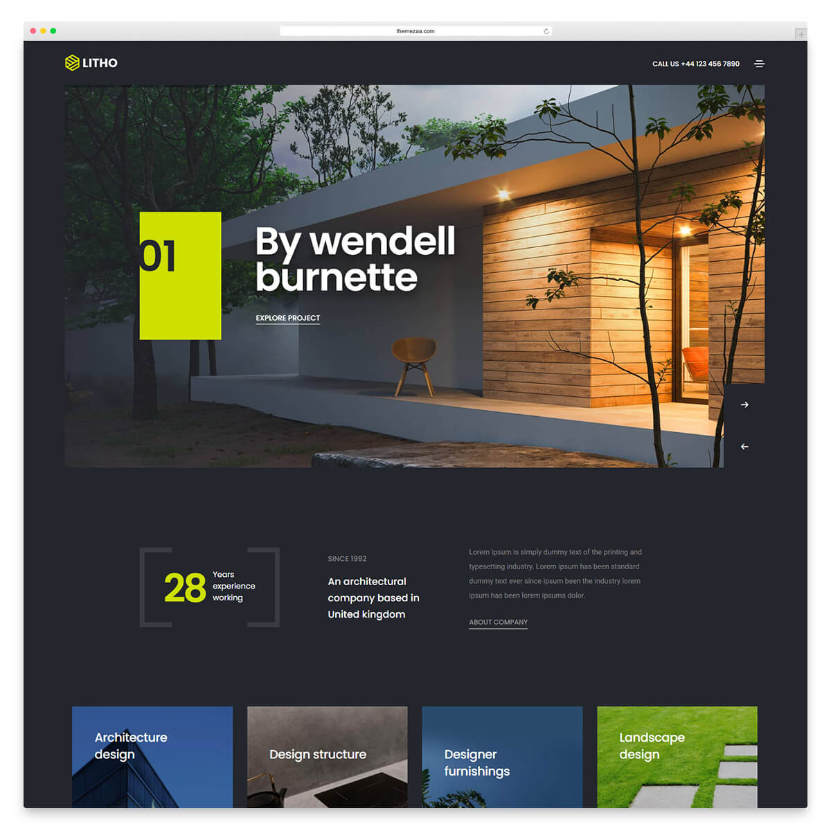 litho wordpress theme for architects