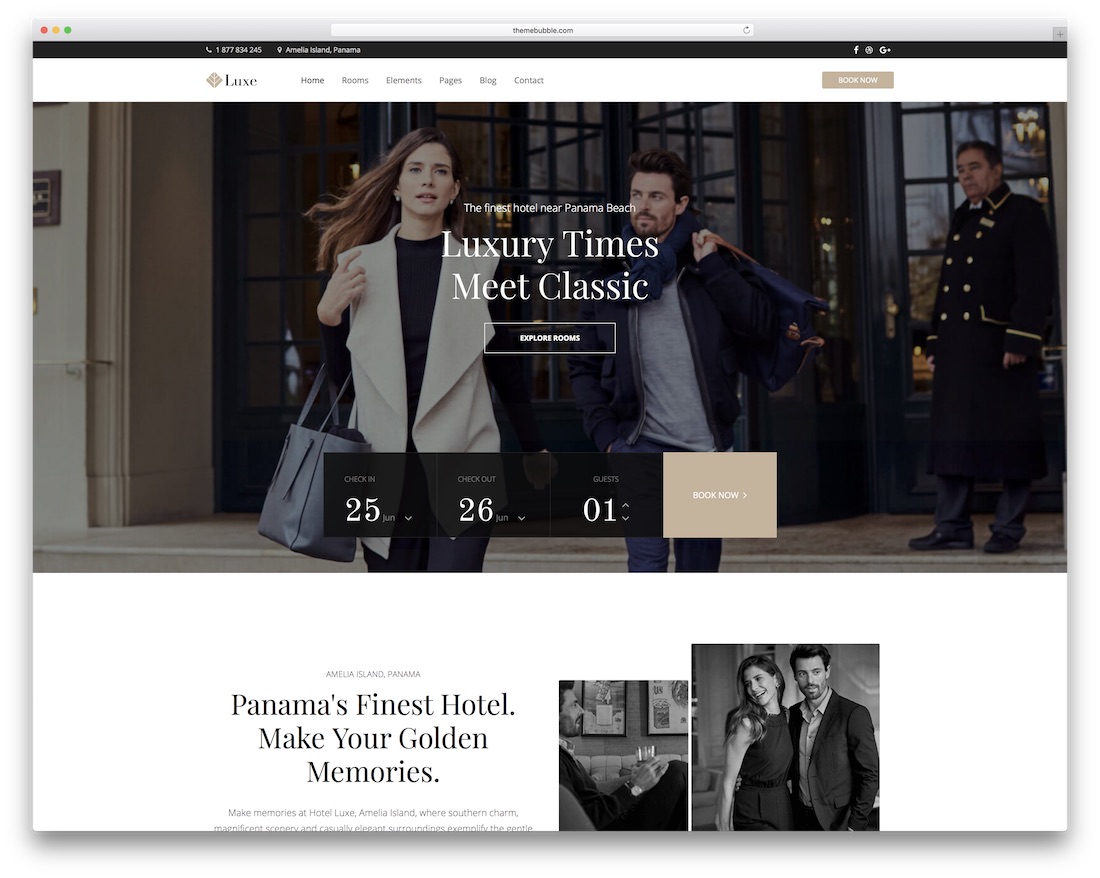 luxe hotel wordpress theme