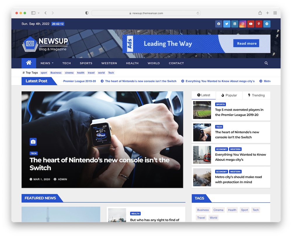 newsup free wordpress theme