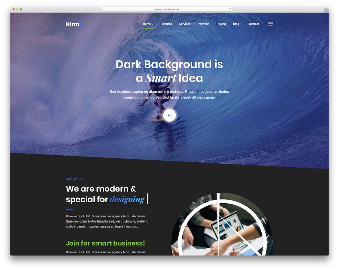 nimmo app showcase wordpress theme