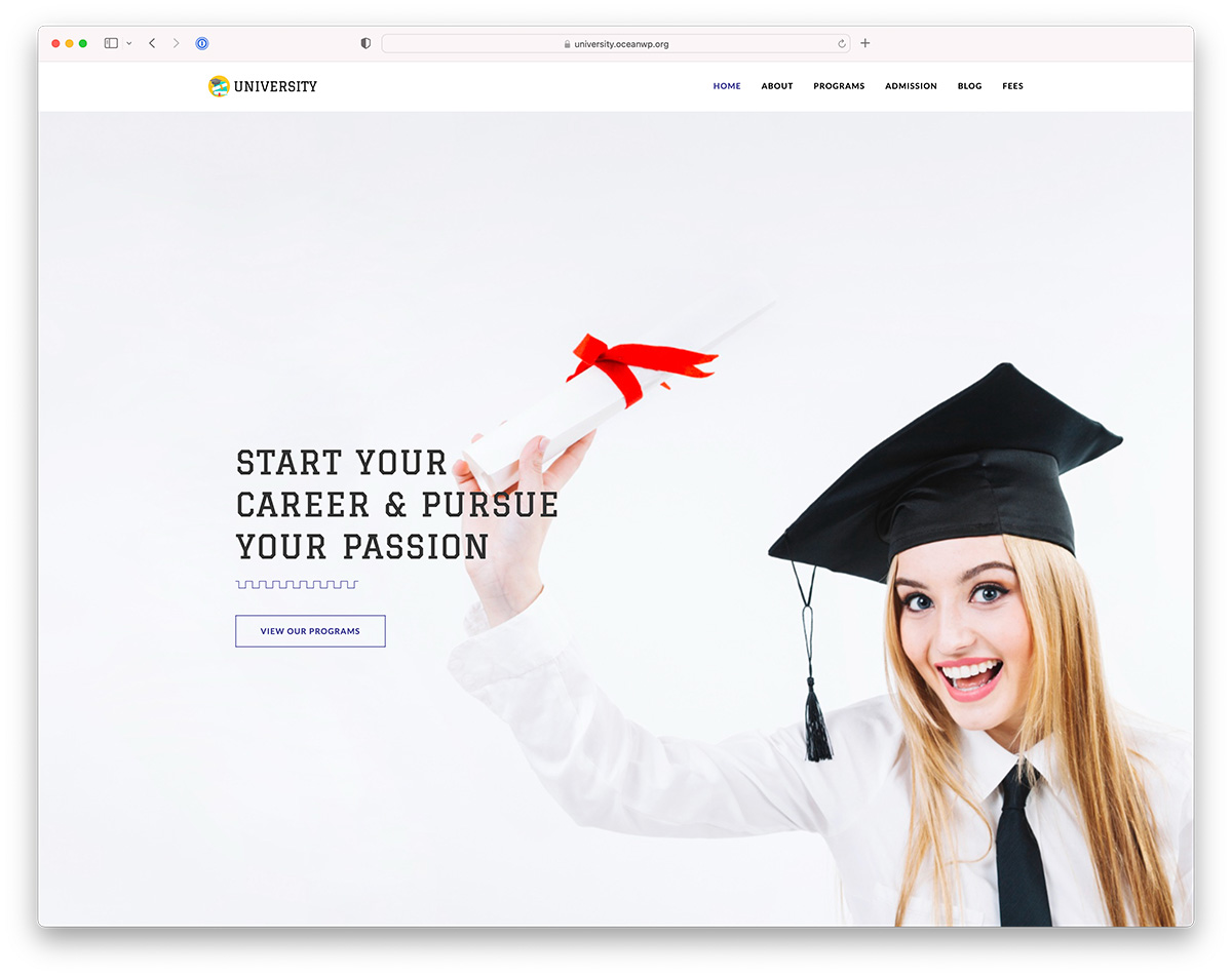 OceanWP WordPress theme for universities