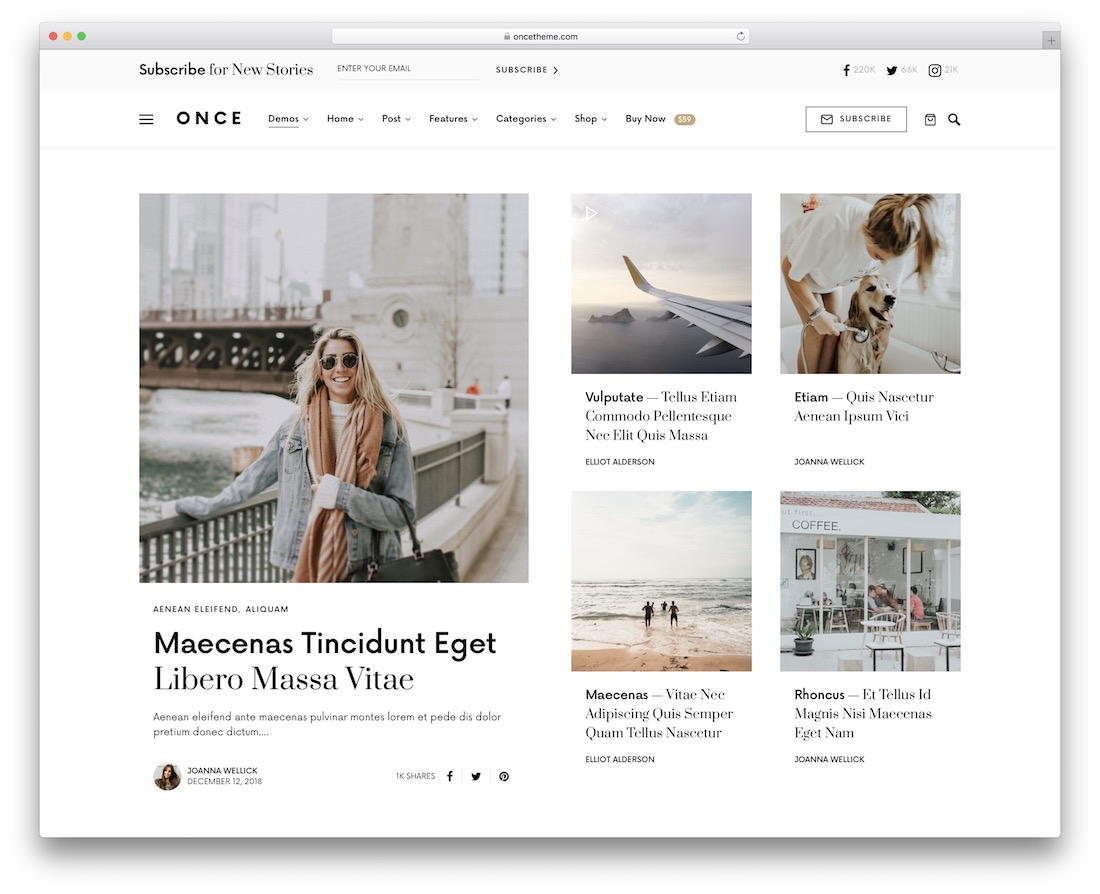 once personal blog wordpress theme