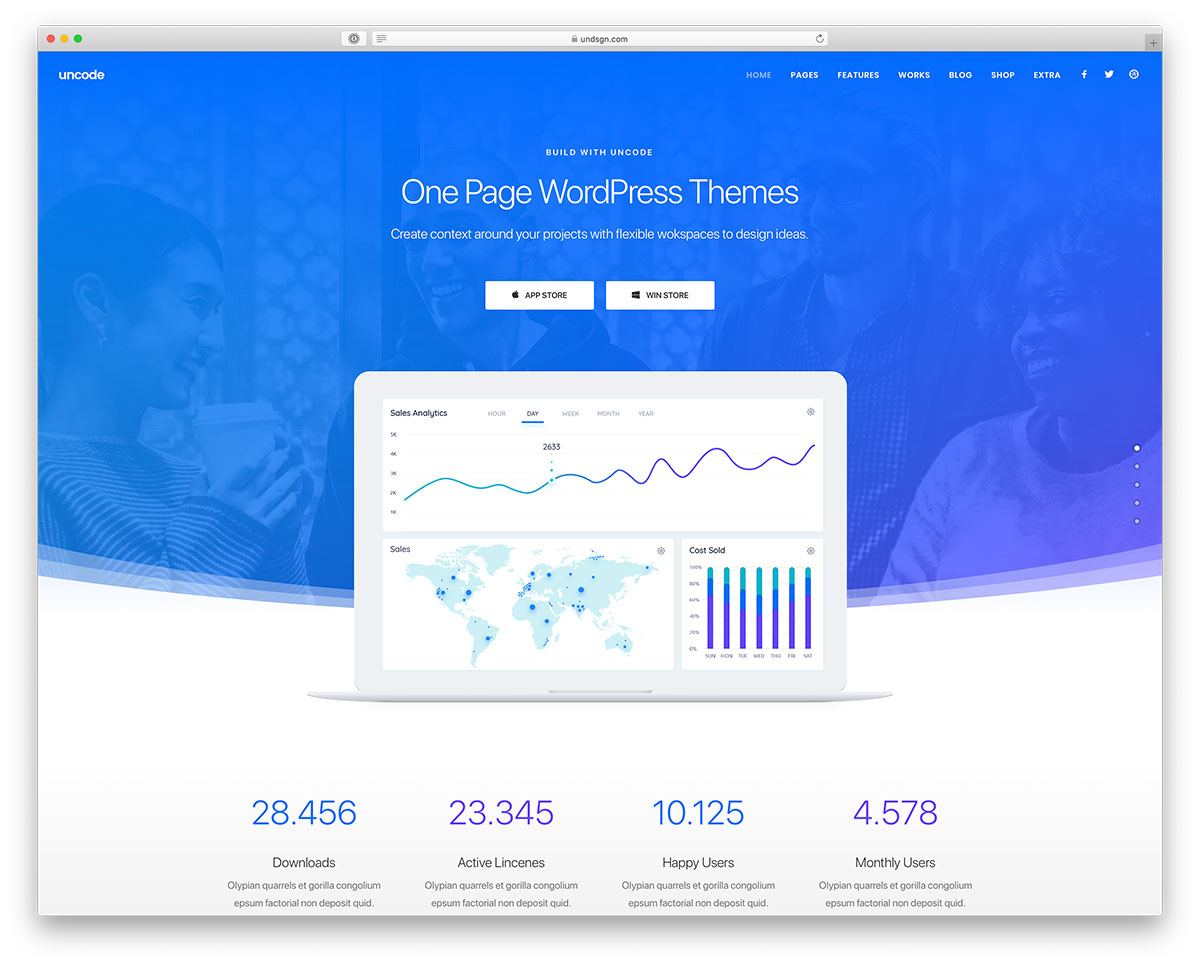 one page WordPress themes