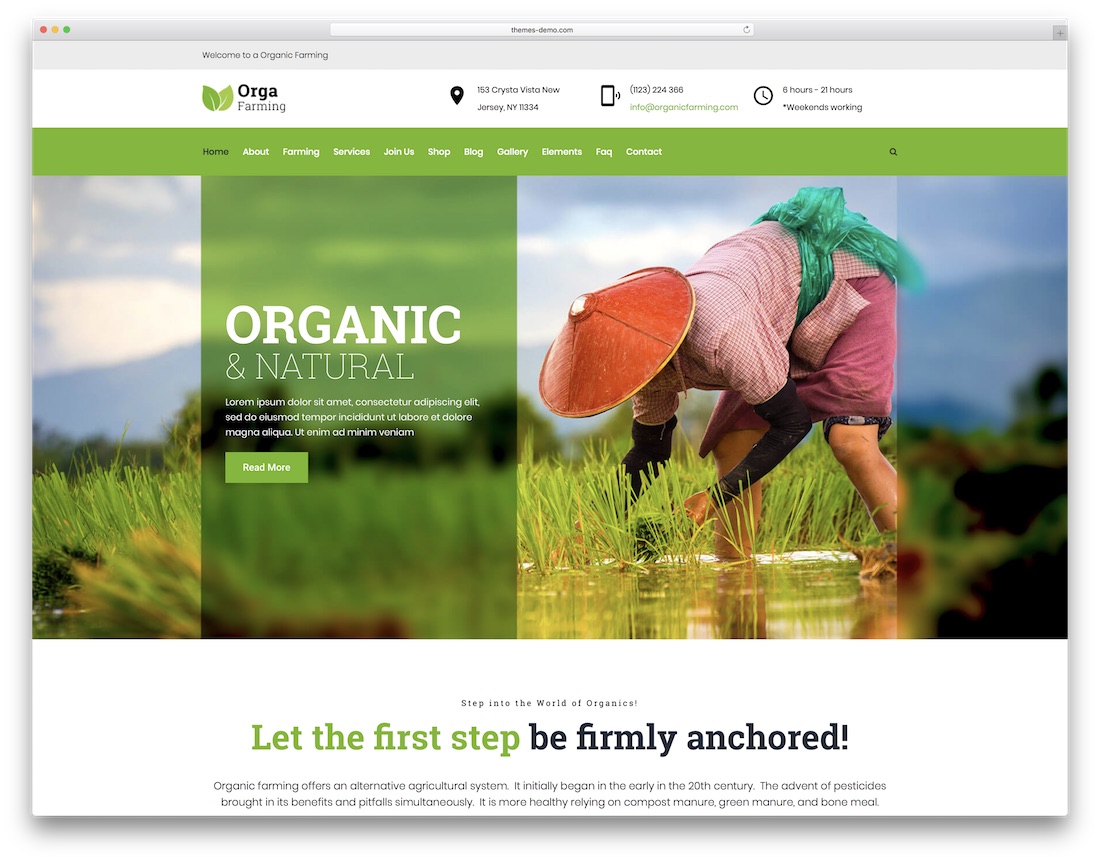 orga farm farming wordpress theme