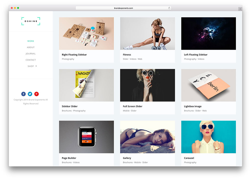 oshine - photography grid theme